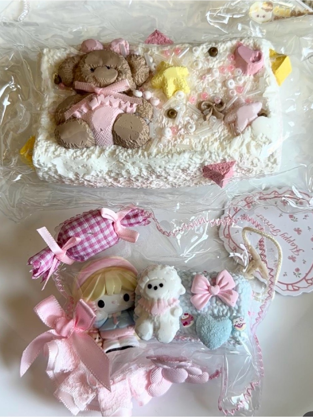 Cute Pink Plush Bear & Doll Squishy Set